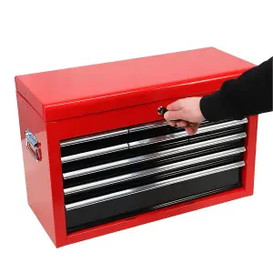 Heavy Duty 9 Drawer Top Tool Chest Storage Box Ball Bearing Slide Black and Red