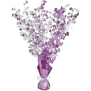 Unique Party Glitz Baby Shower Balloon Weight Centrepiece Purple/Silver (One Size)