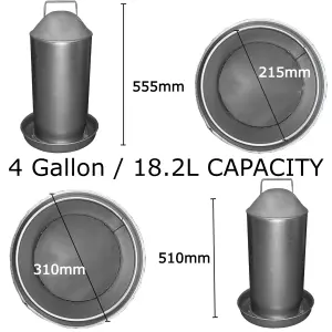 18L Metal Large Automatic Chicken Waterer Hen Coop Drinker Bird Hen Duck