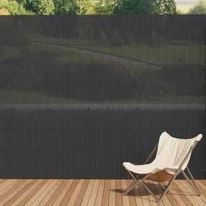 Dark Grey PVC Privacy Fence Sun Blocked Garden Screen Panel Blindfold for Balcony L 3m x H 2m