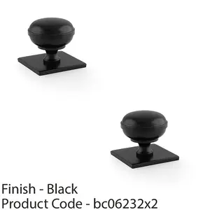 2 PACK - Classic Round Cabinet Door Knob & Matching Backplate - Matt Black 34mm Handle