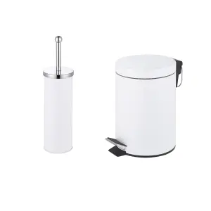 Innoteck Essentials 3L Pedal Bin and Toilet Brush Set - Matt White