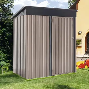 5 Ft. W x 3 Ft. D Metal Lean-To Garden Shed Brown