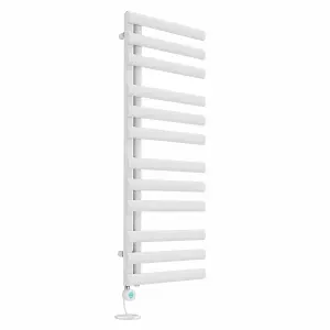 Right Radiators Prefilled Thermostatic Electric Heated Towel Rail Oval Column Ladder Warmer Rads - 1200x450mm White