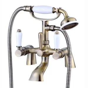 ENKI Downton Antique Brass Ceramic Lever Brass Bath Shower Mixer Tap BT0808