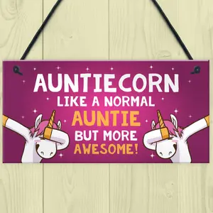 Red Ocean Funny Auntiecorn Plaque Auntie Unicorn Gifts Birthday Christmas Gift For Auntie Gifts From Niece Nephew