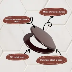 Universal Mahogany Toilet Seat with Fixings