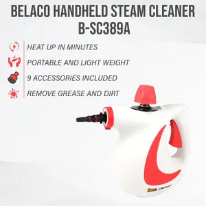 Belaco Multipurpose Steam Cleaner, HandHeld with Steamer & Accessories Red portable