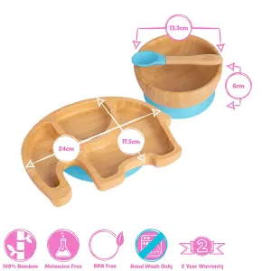 Tiny Dining - Children's Bamboo Suction Elephant Dinner Set - Pink