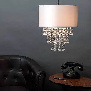 ValueLights Jesmond Acrylic Jewel Effect Droplet Grey Ceiling Pendant Light Shade