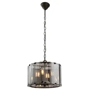 Galant Slate Grey & Smoke Glass 4 Light Ceiling Pendant