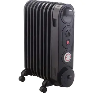 Mylek Oil Filled Radiator Electric Heater, Portable, Thermostat and 24hr Timer, Black