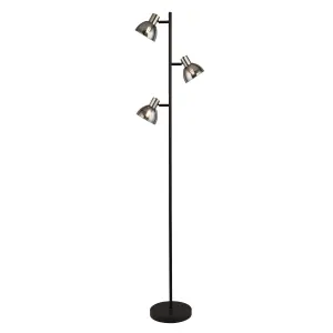 Lighting Collection Smoke, Satin Nickel And Black Multi Head Floor Lamp