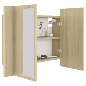 Berkfield LED Bathroom Mirror Cabinet Sonoma Oak 60x12x45 cm