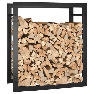 Berkfield Firewood Rack Matt Black 50x28x56 cm Steel