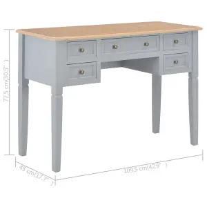 Berkfield Writing Desk Grey 109.5x45x77.5 cm Wood