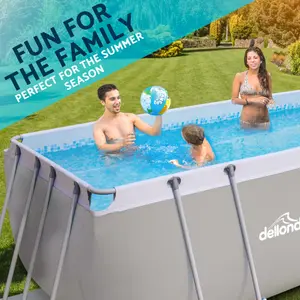 Dellonda Swimming Pool 13ft 400x200cm XL Steel Frame Above Ground & Accessories