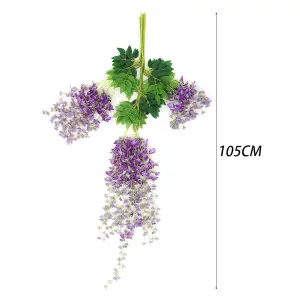 Set of 12 Artificial Hanging Flowers Wisteria Vine Wedding Decor 105 cm