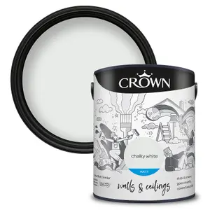 Crown Walls & Ceilings Matt Emulsion Paint Chalky White - 5L