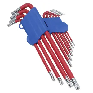 10pc Coloured Extra-Long Torx Star keys with Holder T9 -T50 Anti Slip Grip Cover