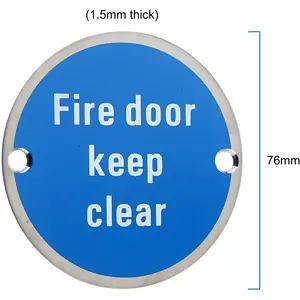 AFIT Fire Door Keep Clear Circular Disc Fire Door Sign - 76mm x 1.5mm - Screw Fixed