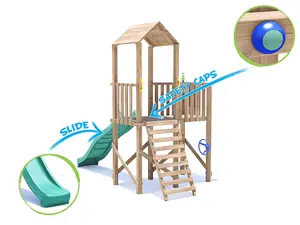 Dunster House Wooden Climbing Frame with Slide BalconyFort High Platform