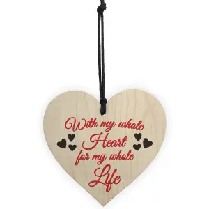 Red Ocean Whole Heart Whole Life Wooden Hanging Heart Plaque