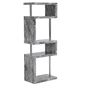 Miami High Gloss Grey Shelving Unit In Melange Marble Effect