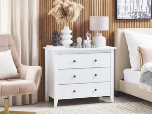 Beliani Rustic 3 Drawer Chest White TORRANCE