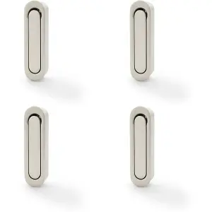 4 PACK - Flush Sliding Pocket Door Pull Handle - Satin Nickel 70mm x 19mm Radius Edge