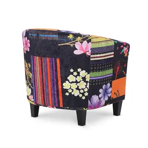 Fabric Black Patchwork Tricia Tub Chair