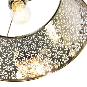 Marrakech Designed Shiny Gold Metal Pendant Light Shade with Floral Decoration