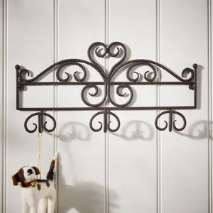 Wall Hook Board Recycled Iron Ornate Scrolled Wall Mounted Coat Rack Kitchen Door Hallway Storage Hooks