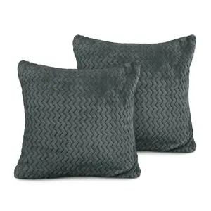 Moneeba Snug Soft Chevron Patterned Mink Moda Plush Cushion Charcoal / 43cm x 43cm