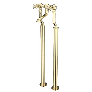 Georgina Traditional Floor Standing Gold Bath Filler Tap