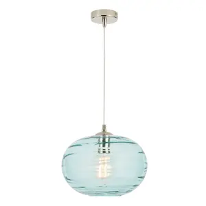 Litecraft Visconte Sarno Blue Tint Oval Ceiling Pendant