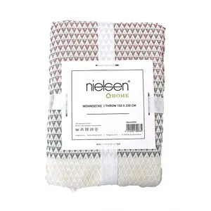 nielsen Dana Large Throw Blanket With Boho Tassles - Grey White and Mauve