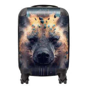 Hyena Face Splashart Dark Background Suitcase - Mini Cabin