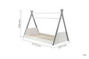 Birlea Children's Teepee Single Bed Frame White & Grey