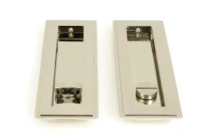 From The Anvil Polished Nickel 175mm Art Deco Rectangular Pull -Privacy Set