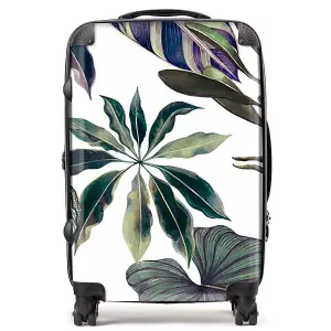 Watercolor Tropical Leaf Suitcase - Medium