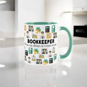 Bookkeeper Mug - Humorous Accountancy Office Job Themed Novelty Gifts - Tea/Coffee Hot Drinks Turquoise Ceramic Cup Present