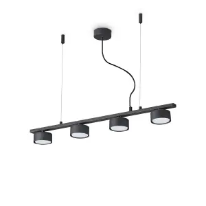 Luminosa Minor Indoor 4 Lights Ceiling Linear Pendant Lamp Black