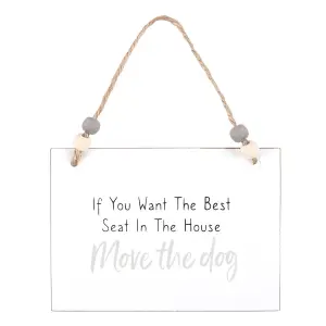 Something Different Move The Dog Hanging Sign White/Black (One Size)