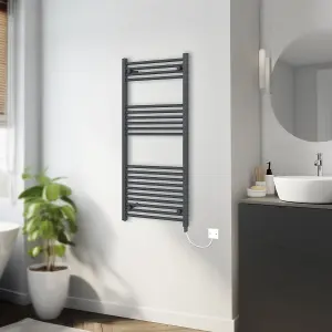 Rinse Bathrooms 600W Electric Heated Warming Towel Rail Bathroom Radiator Anthracite - 1200x600mm