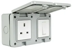 Weatherproof Outdoor Single Switch and Socket with PVC Covers