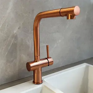 Liquida W15CP Single Lever Swivel Spout Pull Out Copper Kitchen Mixer Tap