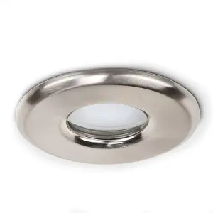 ValueLights Downlight IP65 Brushed Chrome Ceiling Light Fitting 6 Pack With Warm White Bulbs