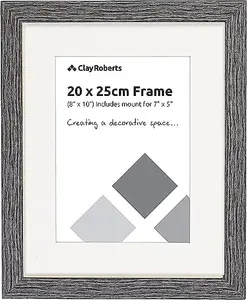 Clay Roberts Photo Picture Frames 8 x 10, Dark Grey, Pack of 3, Includes Mount for 7 x 5 Prints, Freestanding and Wall Mountable,