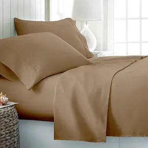 Striegel 200 Thread Count Cotton Blend Percale Duvet Quilt Cover With Pillow Case Latte / Super King Duvet Cover + 2 Standard Pillowcases